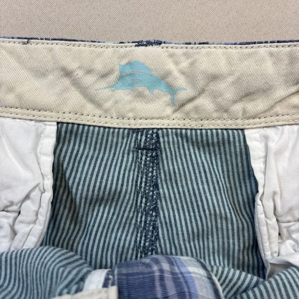 Tommy Bahama Relax‎ Chino Shorts Mens 42 Blue Check Plaid Cotton Casual 10”